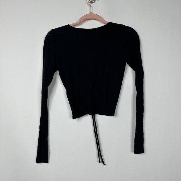 2/$24 Hollister Baby Tee Long Sleeve Cinched Crop Top Black Small #A0373 TRB2 - Picture 4 of 7